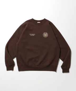 CIRCLE EMB CREW / スウェット ラグラン クルーネック 刺繍 裏起毛 ブラウン