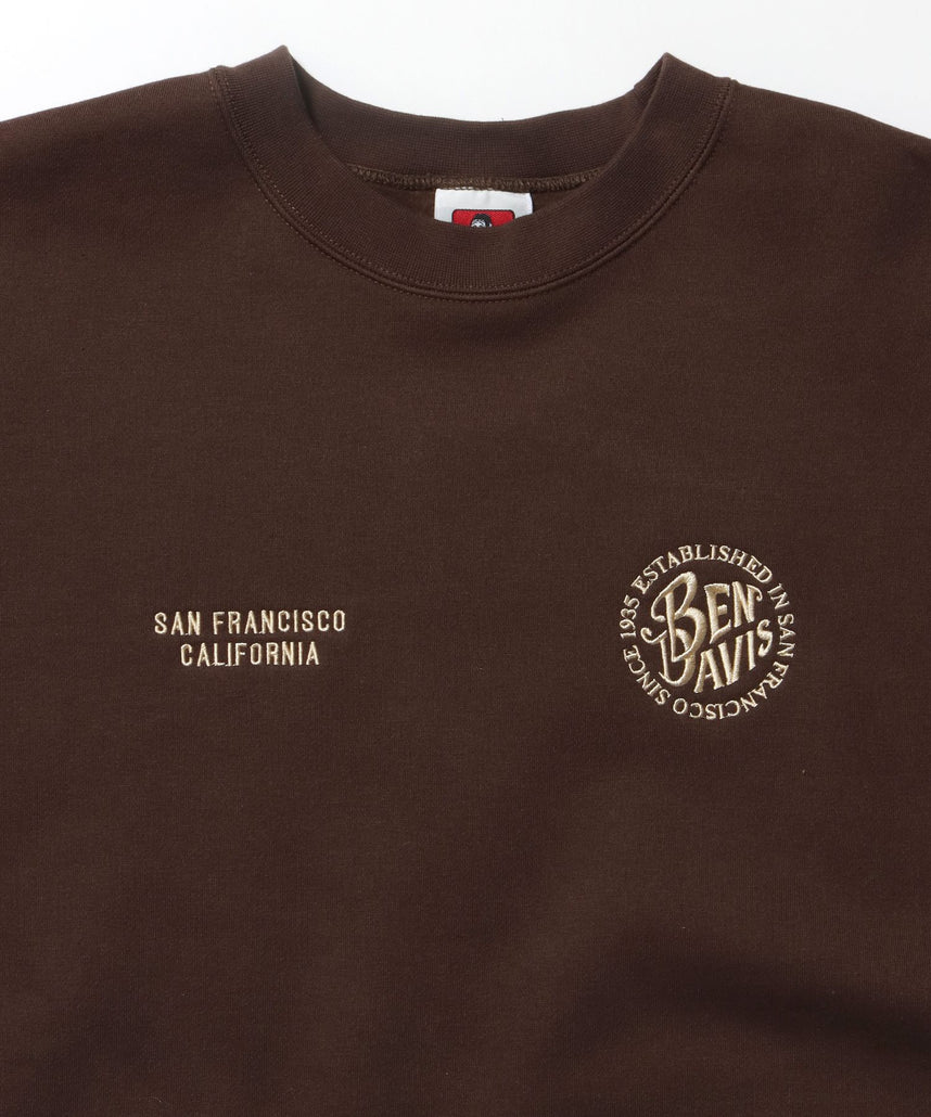 CIRCLE EMB CREW / スウェット ラグラン クルーネック 刺繍 裏起毛 ブラウン