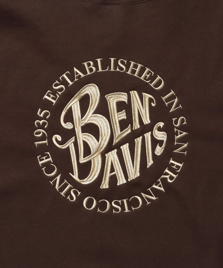 CIRCLE EMB CREW / スウェット ラグラン クルーネック 刺繍 裏起毛 ブラウン