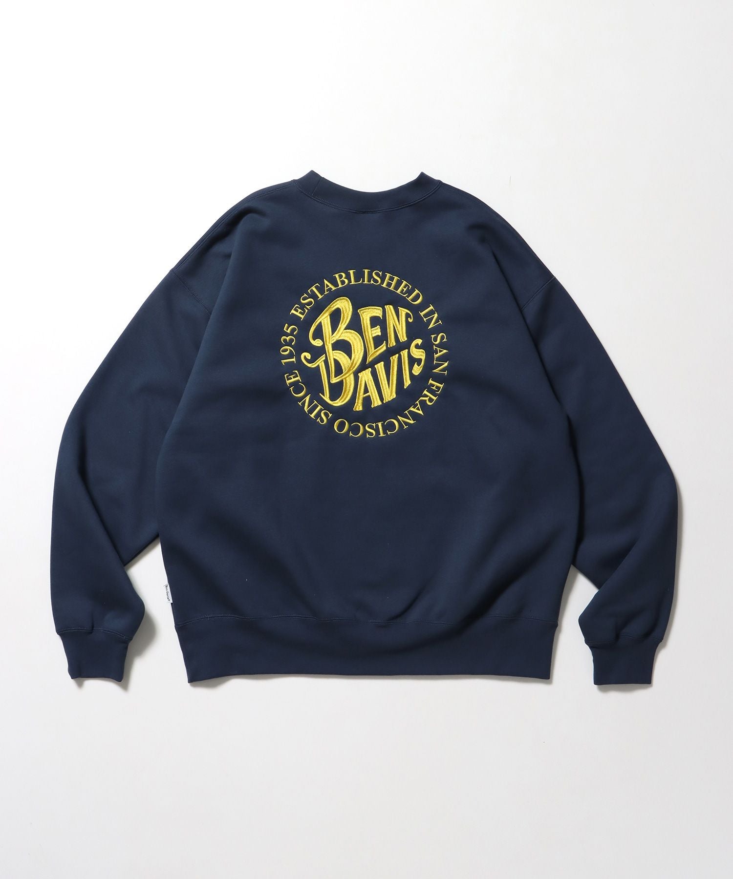 【BEN DAVIS(ベンデイビス)】CIRCLE EMB CREW / スウェット ラグラン クルーネック 刺繍 裏起毛 ブルーグレー
