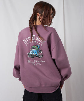 LOWRIDE EMB CREW / スウェット ラグラン クルーネック 刺繍 裏起毛 ラグラン ピンク