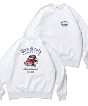 LOWRIDE EMB CREW / スウェット ラグラン クルーネック 刺繍 裏起毛 ラグラン アッシュグレー