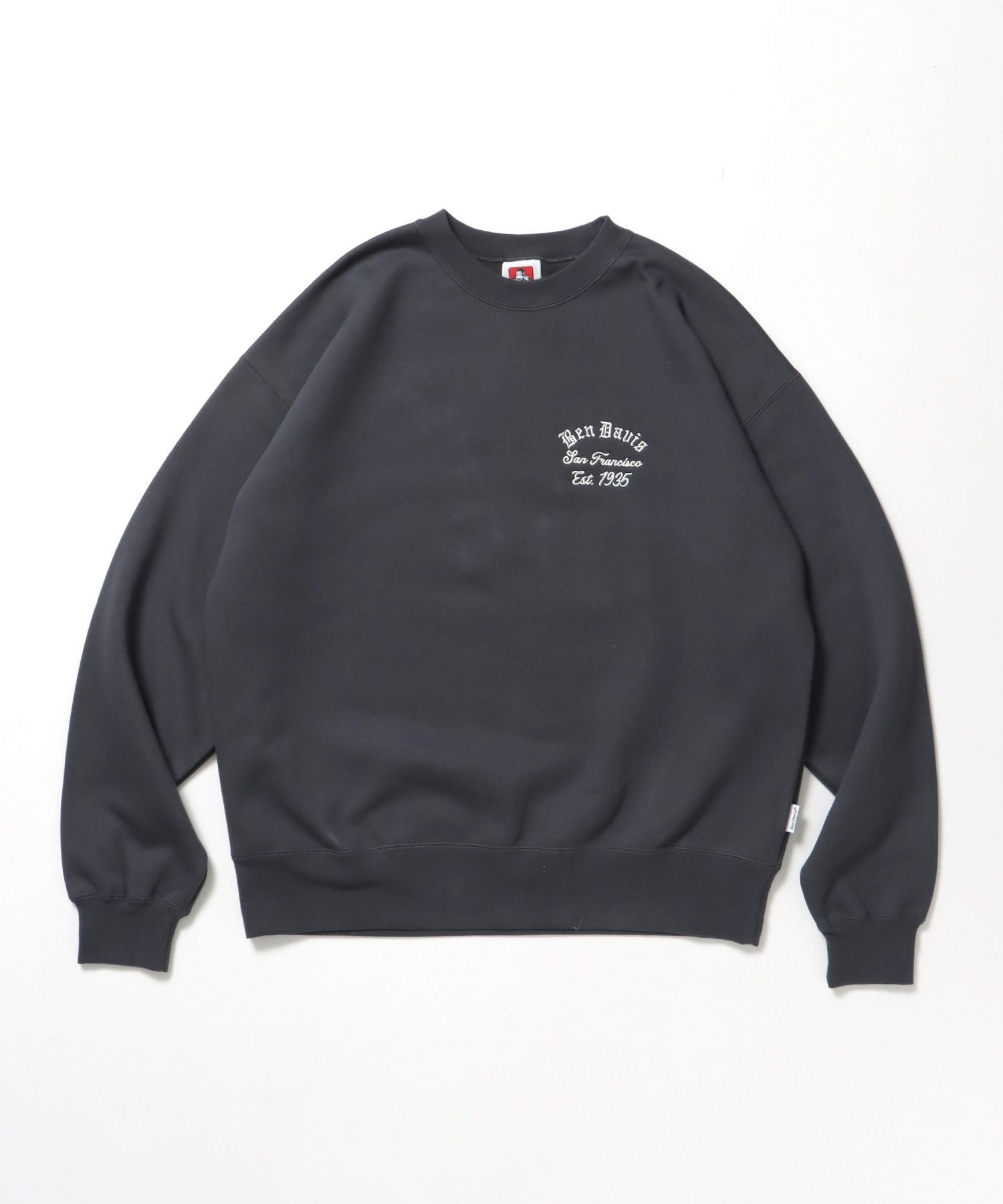 【BEN DAVIS(ベンデイビス)】LOWRIDE EMB CREW / スウェット ラグラン クルーネック 刺繍 裏起毛 ラグラン チャコール