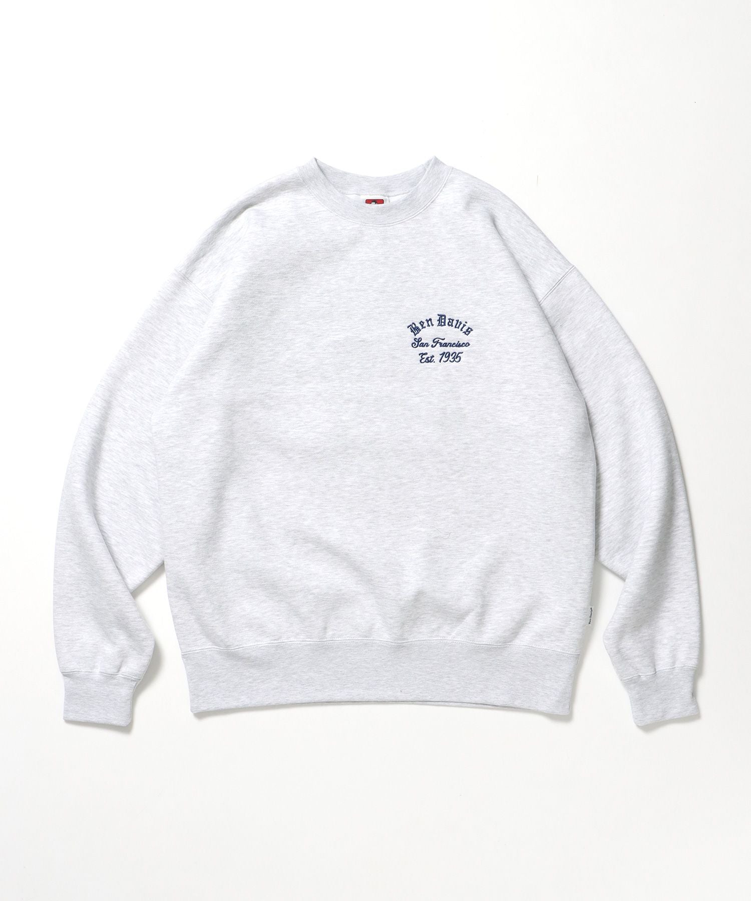 【BEN DAVIS(ベンデイビス)】LOWRIDE EMB CREW / スウェット ラグラン クルーネック 刺繍 裏起毛 ラグラン アッシュグレー