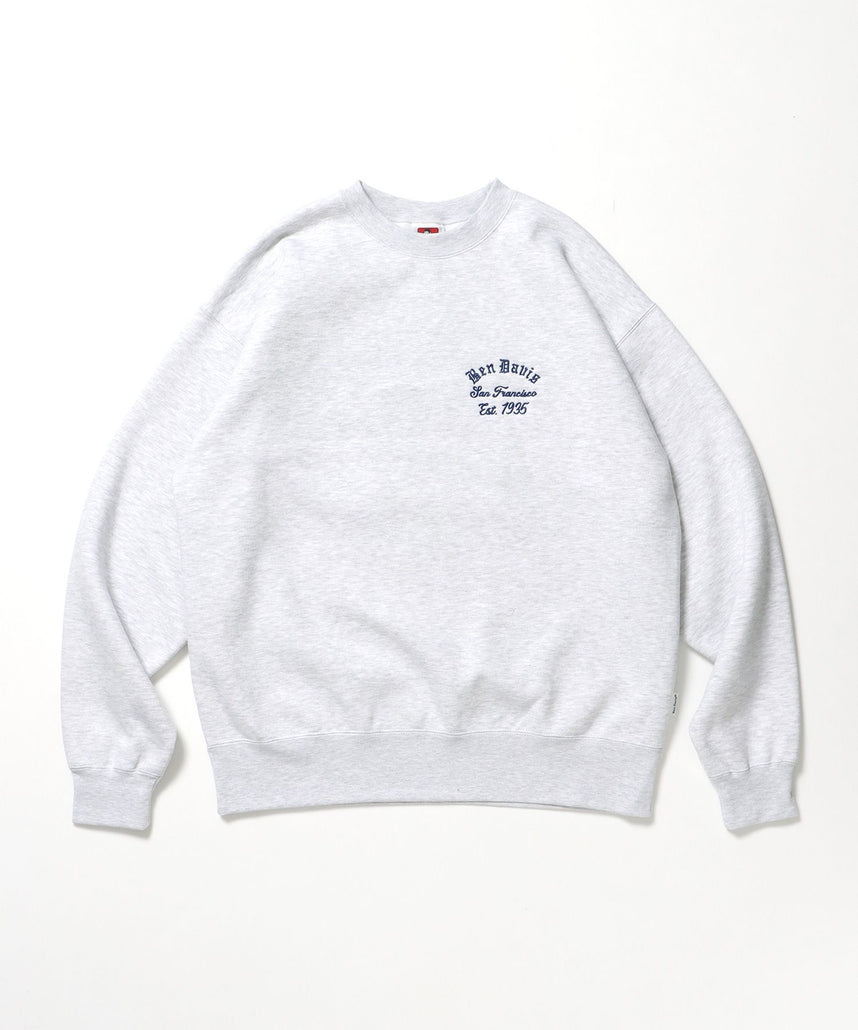 【BEN DAVIS(ベンデイビス)】LOWRIDE EMB CREW / スウェット ラグラン クルーネック 刺繍 裏起毛 ラグラン アッシュグレー