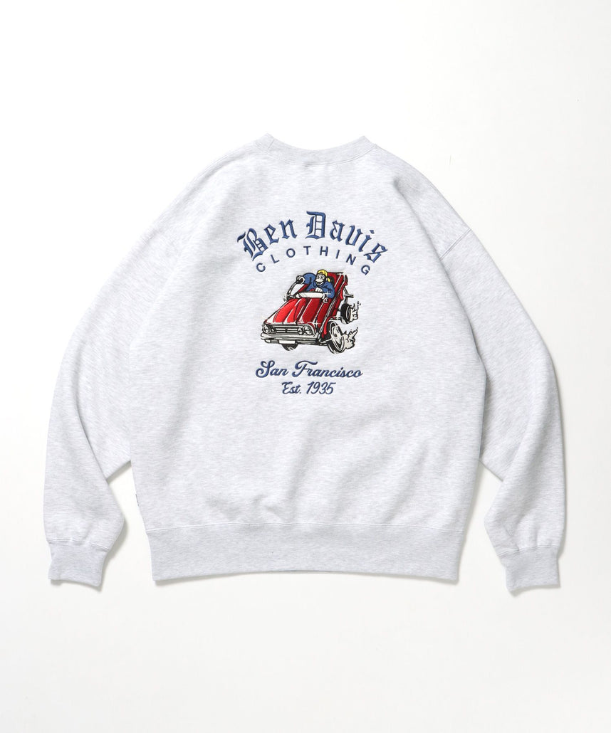 LOWRIDE EMB CREW / スウェット ラグラン クルーネック 刺繍 裏起毛 ラグラン アッシュグレー