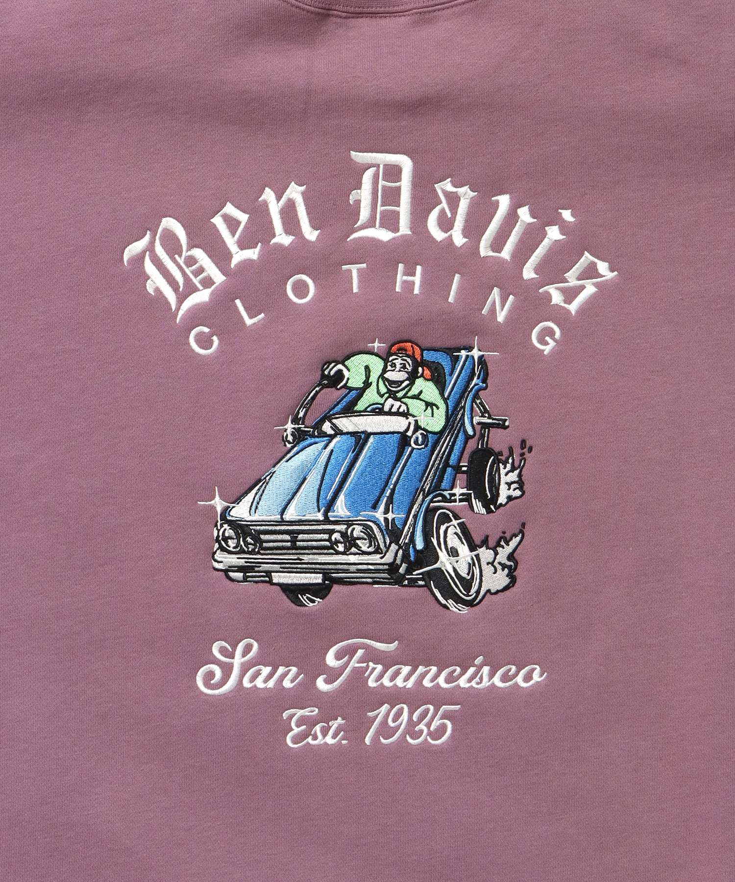 LOWRIDE EMB CREW / スウェット ラグラン クルーネック 刺繍 裏起毛 ラグラン ピンク