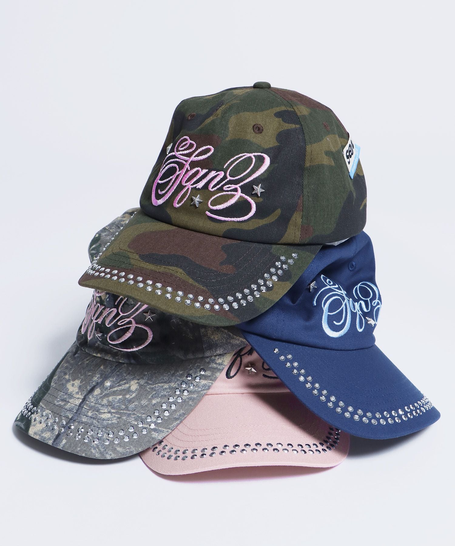 ※WEB限定 / ラインストーンロゴキャップ / sqnz studs cap ネイビー