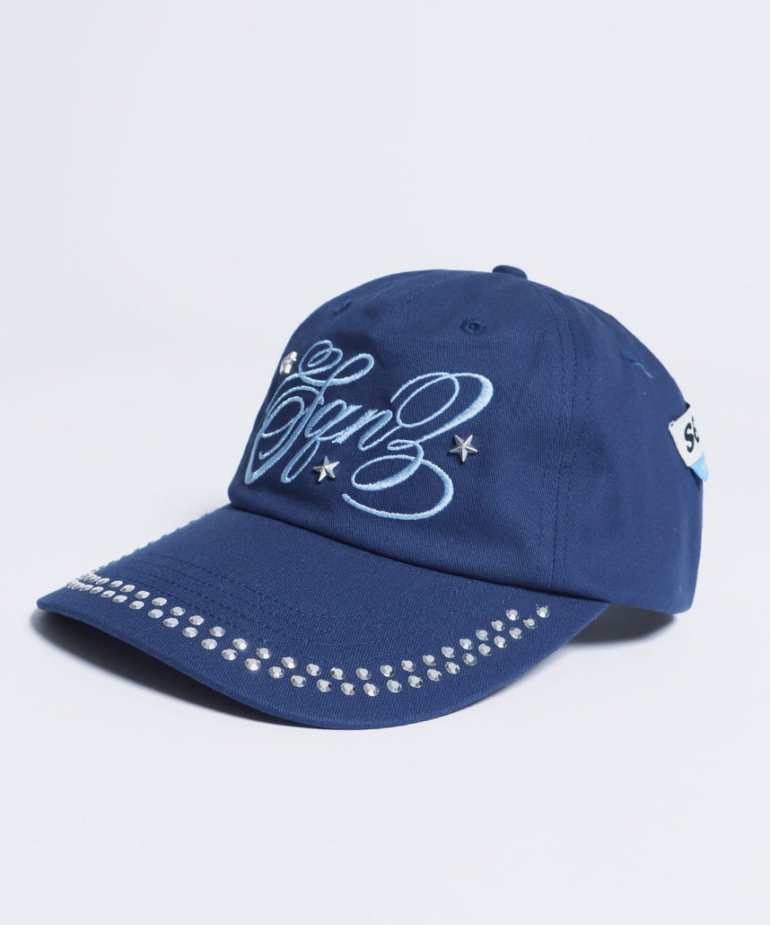 ※WEB限定 / ラインストーンロゴキャップ / sqnz studs cap ネイビー