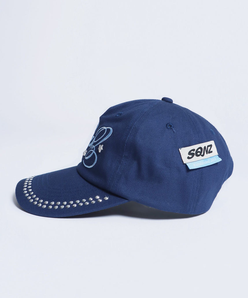 ※WEB限定 / ラインストーンロゴキャップ / sqnz studs cap ネイビー