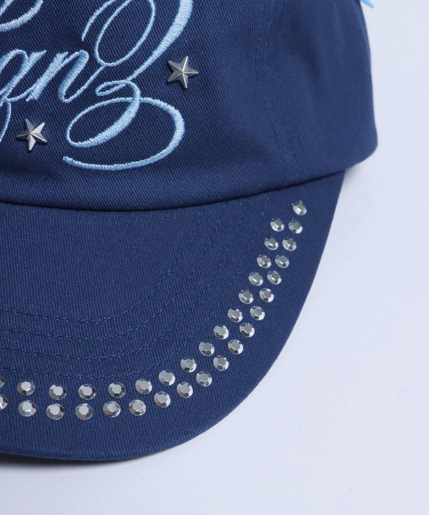 ※WEB限定 / ラインストーンロゴキャップ / sqnz studs cap ネイビー