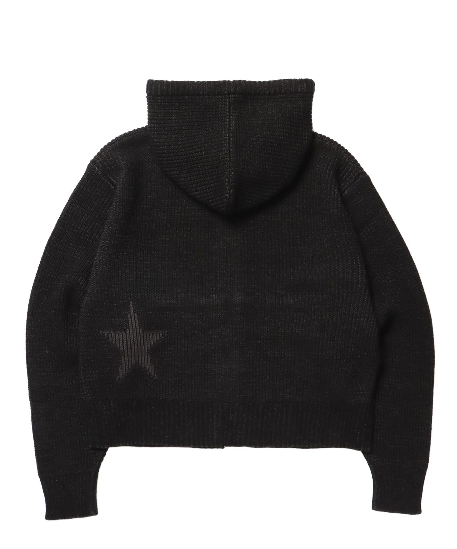 sqnz knit zip p/k / ニット ジップパーカー ダブルジップ フーディ ヴィンテージ 加工 ブラック