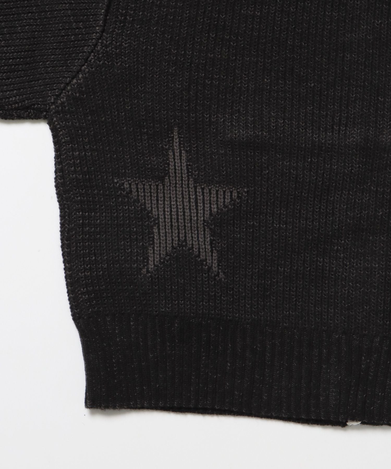 sqnz knit zip p/k / ニット ジップパーカー ダブルジップ フーディ ヴィンテージ 加工 ブラック