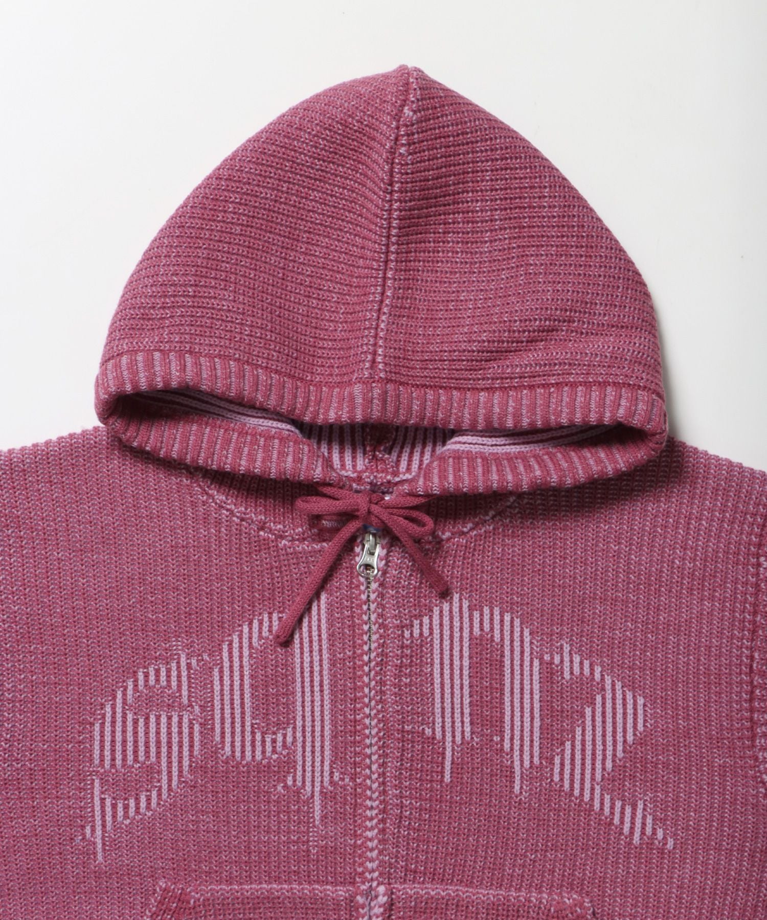 sqnz knit zip p/k / ニット ジップパーカー ダブルジップ フーディ ピンク