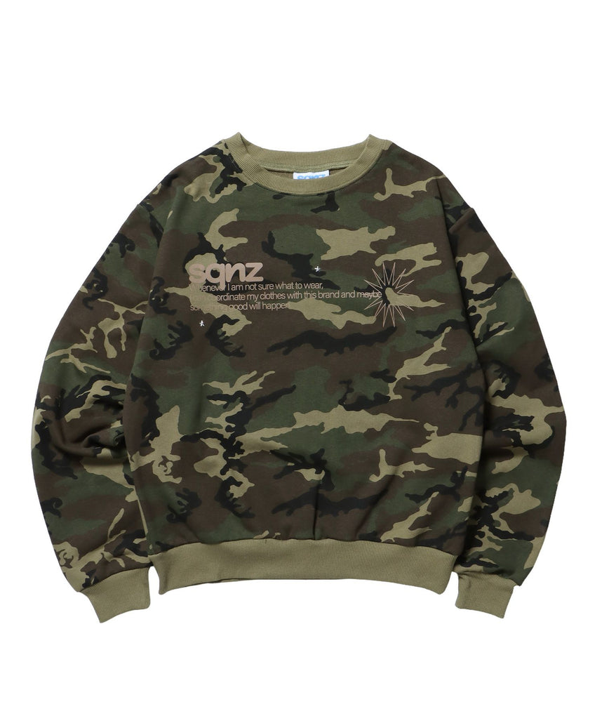 【sqnz(エスキュンズ)sqnz star studs logo sweat / ワンポイント プリント スウェット クルーネック 裏毛 柄80