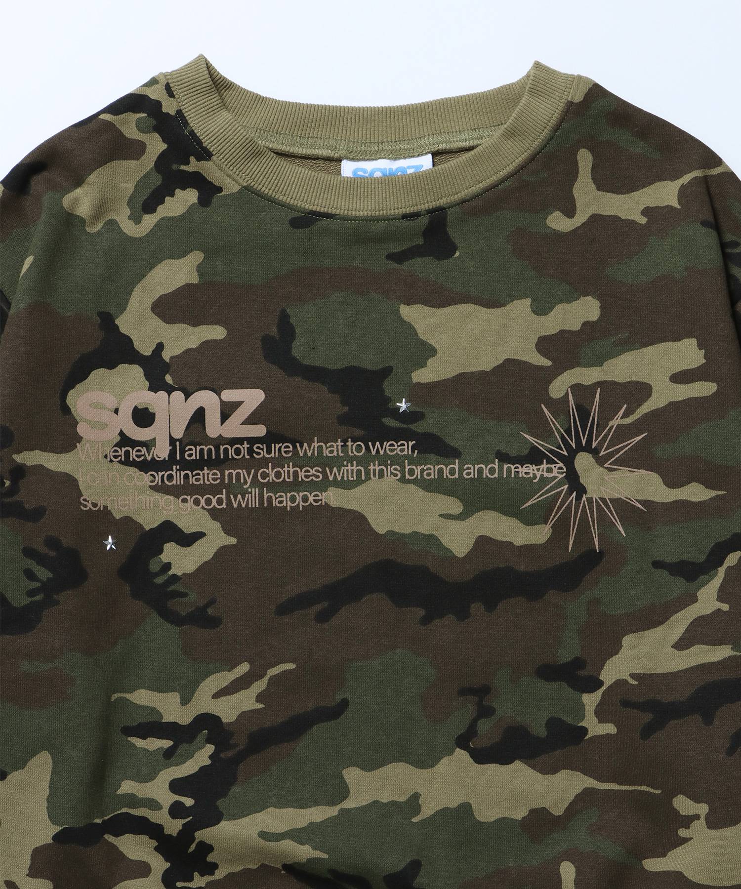 sqnz star studs logo sweat / ワンポイント プリント スウェット クルーネック 裏毛 柄80