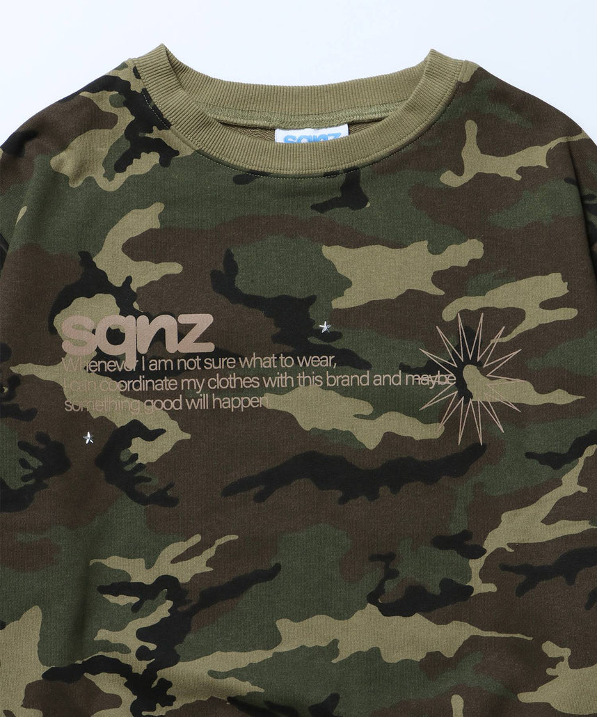 sqnz star studs logo sweat / ワンポイント プリント スウェット クルーネック 裏毛 柄80