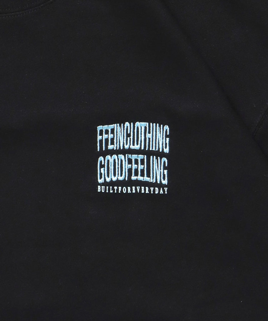 ヘビーウエイトワンポイント刺繍スウェット / スウェット トレーナー 裏毛 クルーネック ワンポイント ブラック