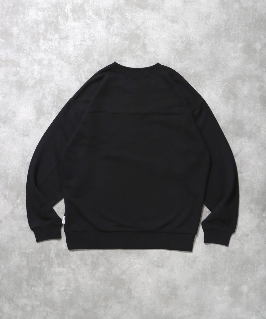 ヘビーウエイトワンポイント刺繍スウェット / スウェット トレーナー 裏毛 クルーネック ワンポイント ブラック