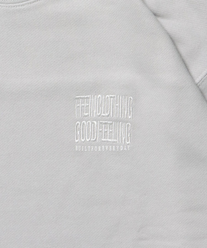 ヘビーウエイトワンポイント刺繍スウェット / スウェット トレーナー 裏毛 クルーネック ワンポイント ライトグレー