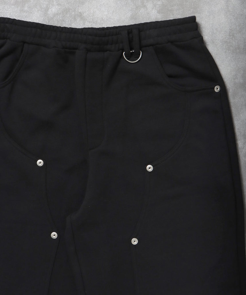 ダブルニーバギースウェットパンツ 12oz / ダブルニー スウェット 裏毛 パンツ リベット ブラック