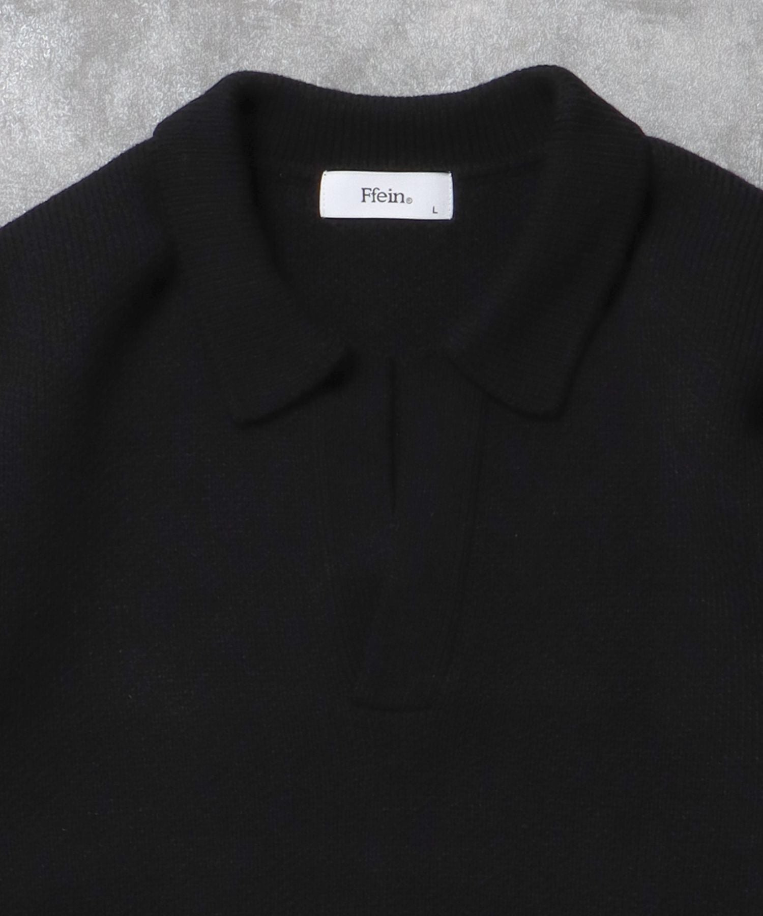 ネーム付きスキッパーニット / ニット セーター ポロカラー シンプル 無地 ワンポイント ブラック