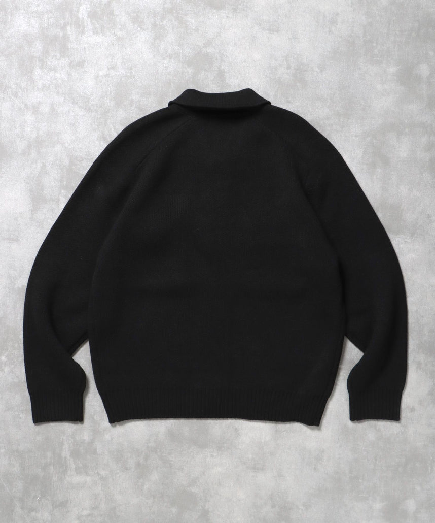 ダブルポケットニットジャケット / ジャケット ニット ビスネーム シンプル ポケット ブラック