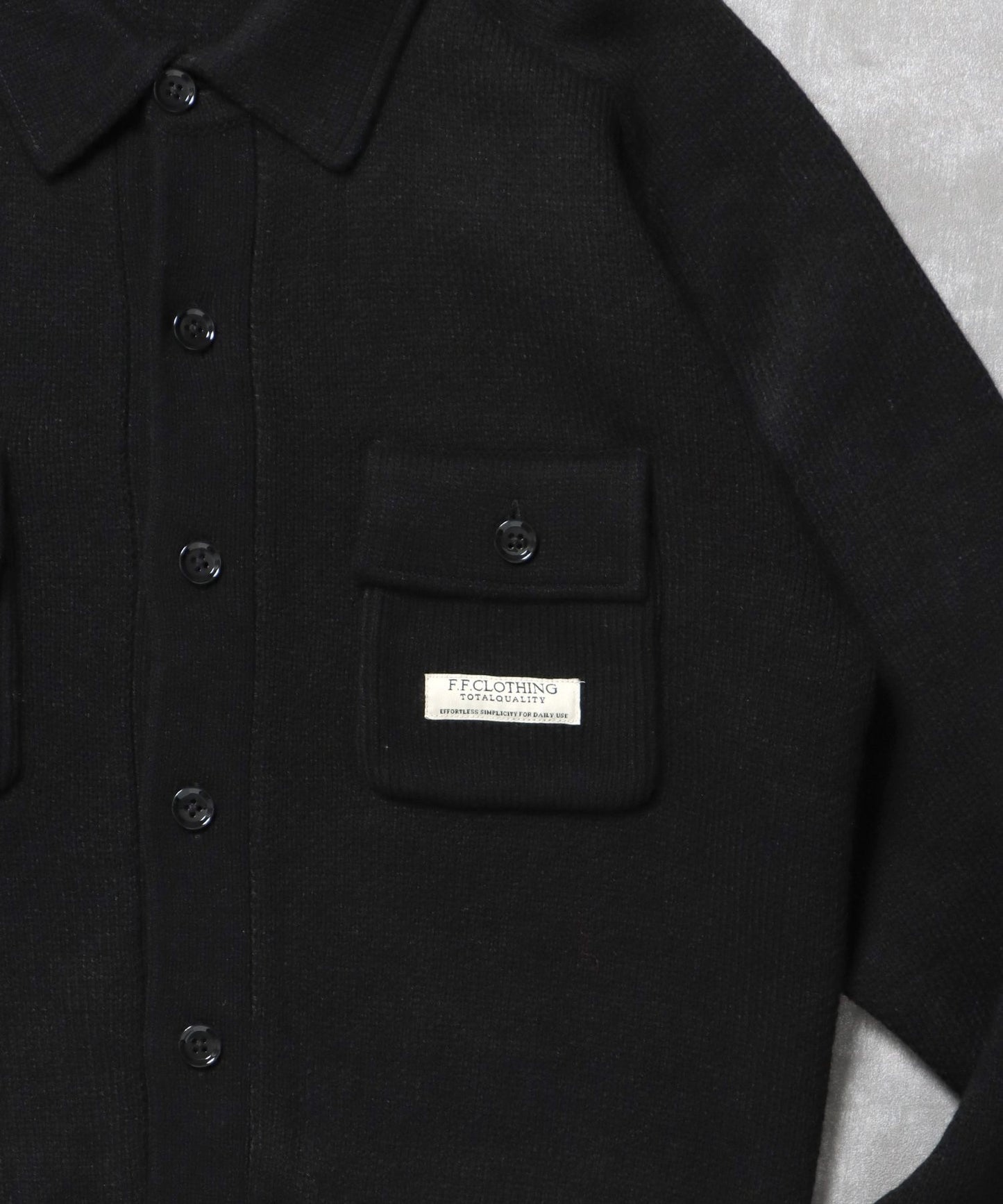 ダブルポケットニットジャケット / ジャケット ニット ビスネーム シンプル ポケット ブラック