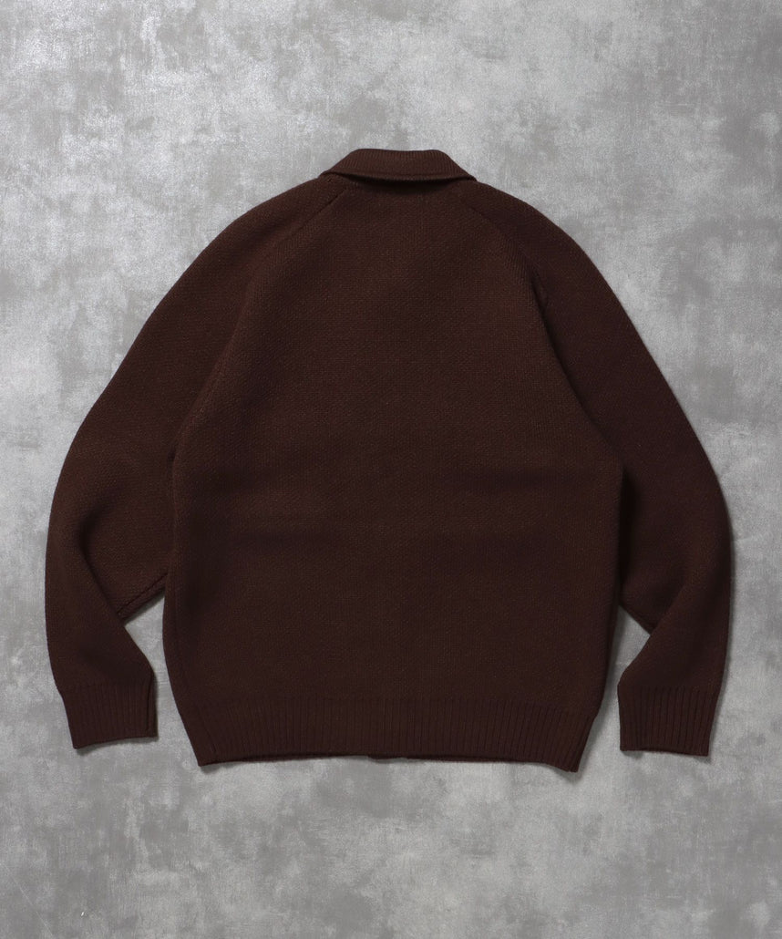 ダブルポケットニットジャケット / ジャケット ニット ビスネーム シンプル ポケット ブラウン