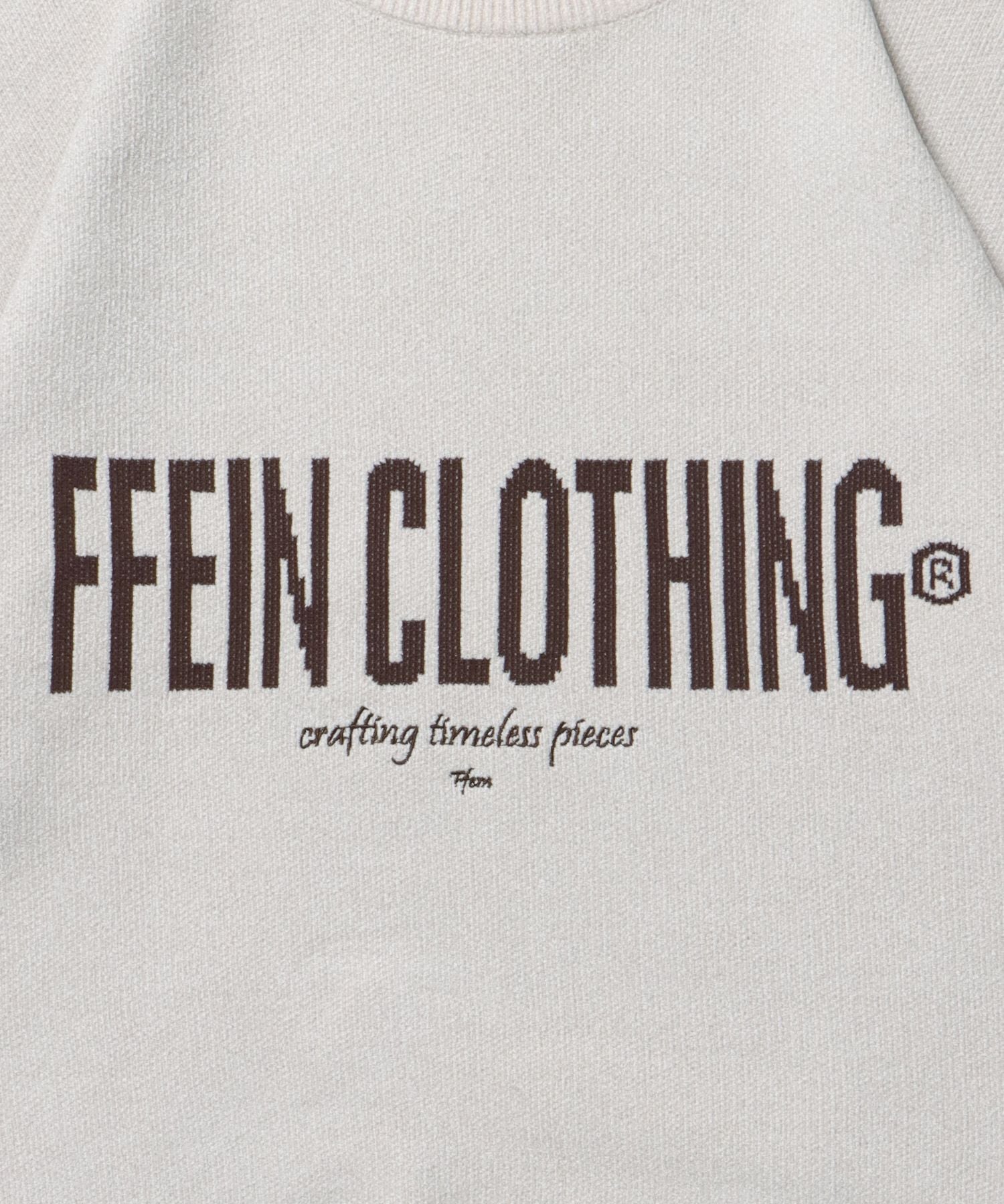 センターロゴウールライクニット / ウールライク ロゴ クルーネック ニット 刺繍 アイボリー