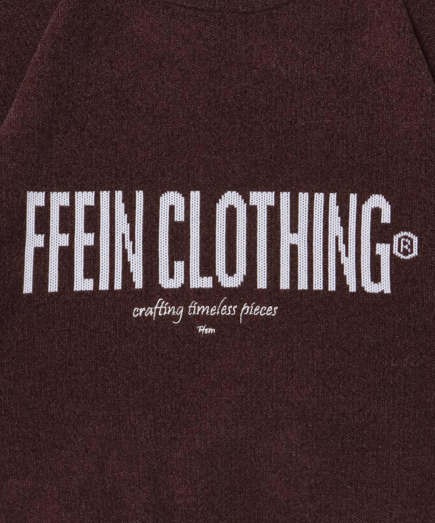 センターロゴウールライクニット / ウールライク ロゴ クルーネック ニット 刺繍 ブラウン