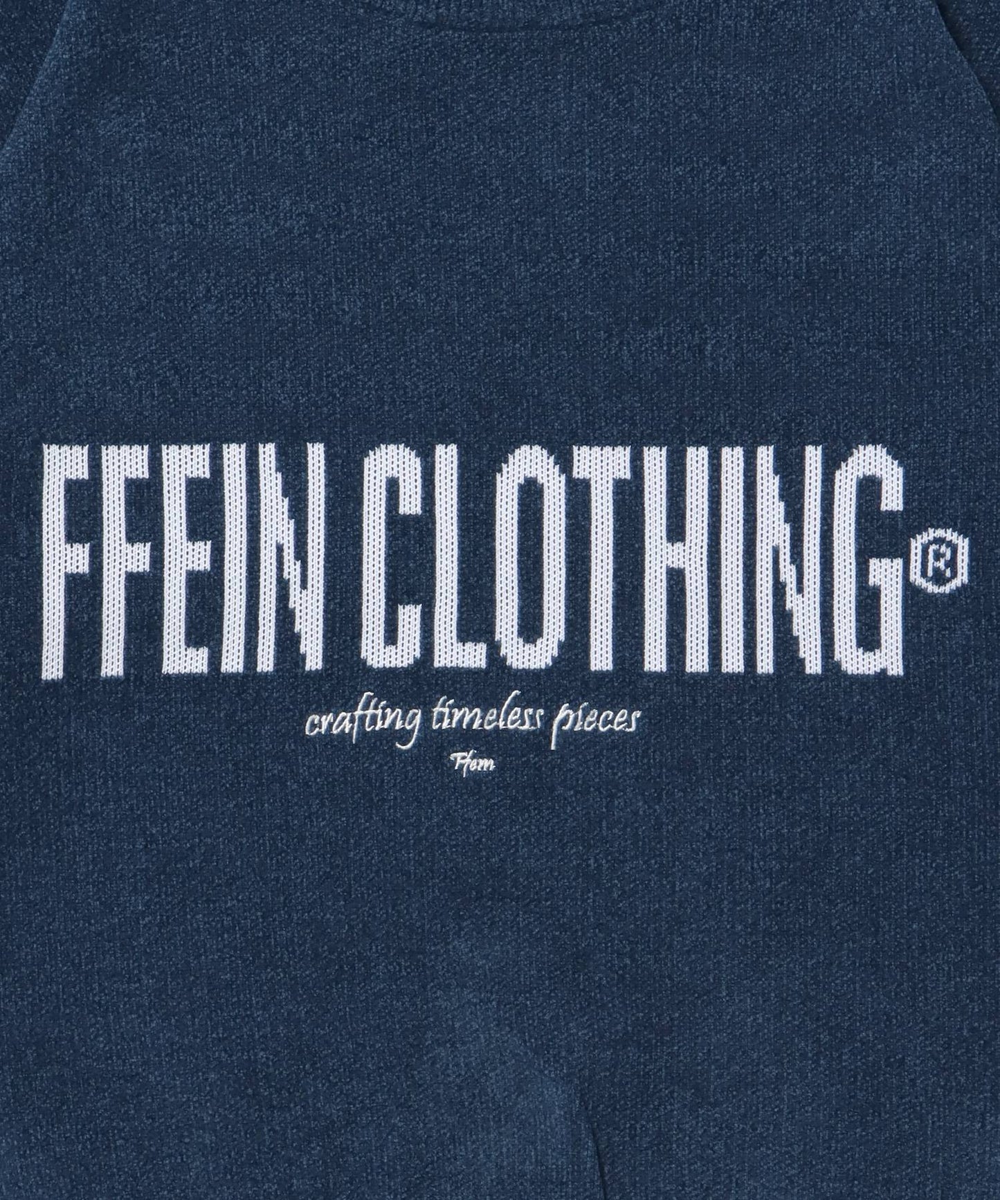 センターロゴウールライクニット / ウールライク ロゴ クルーネック ニット 刺繍 ブルー