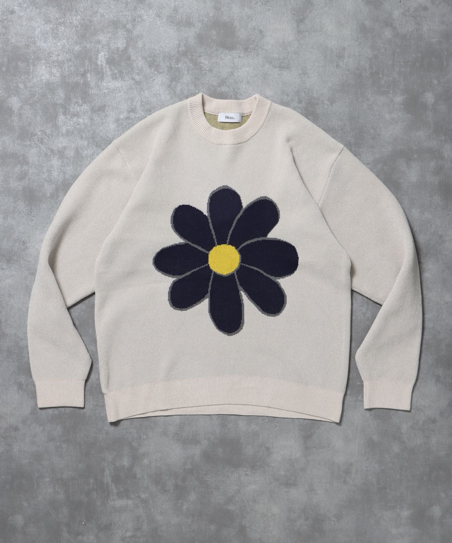 【FFEIN(フェイン)】フラワーモールニット / モール ニット クルーネック 花柄 長袖 アイボリー