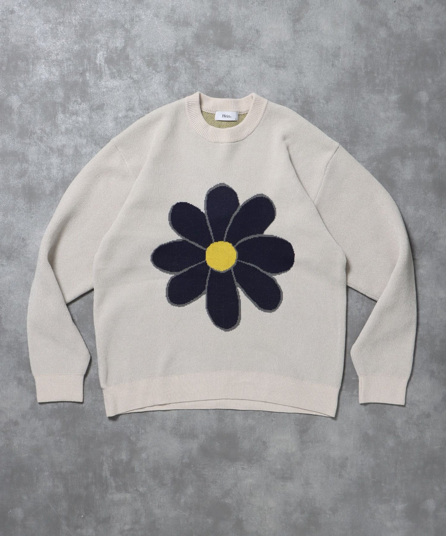 【FFEIN(フェイン)】フラワーモールニット / モール ニット クルーネック 花柄 長袖 アイボリー