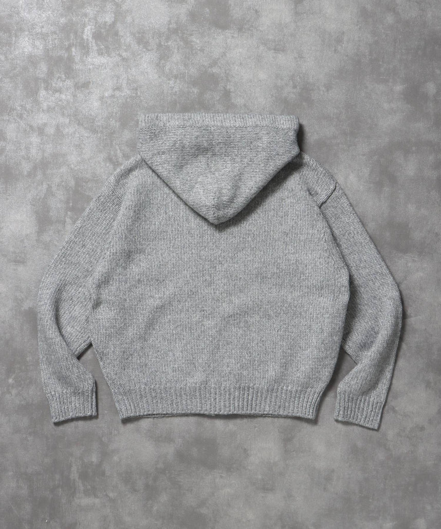 【FFEIN(フェイン)】エクアドル風ヘビーニットジップアップ / ニット ダブルジップ ジップパーカー 短丈 フーディ 柄90