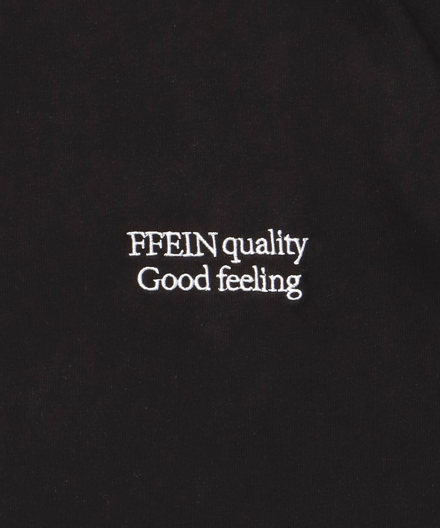 ワンポイントロゴ刺繍ロンT / ロンT 刺繍 ロゴ クルーネック ワンポイント 長袖 ブラック