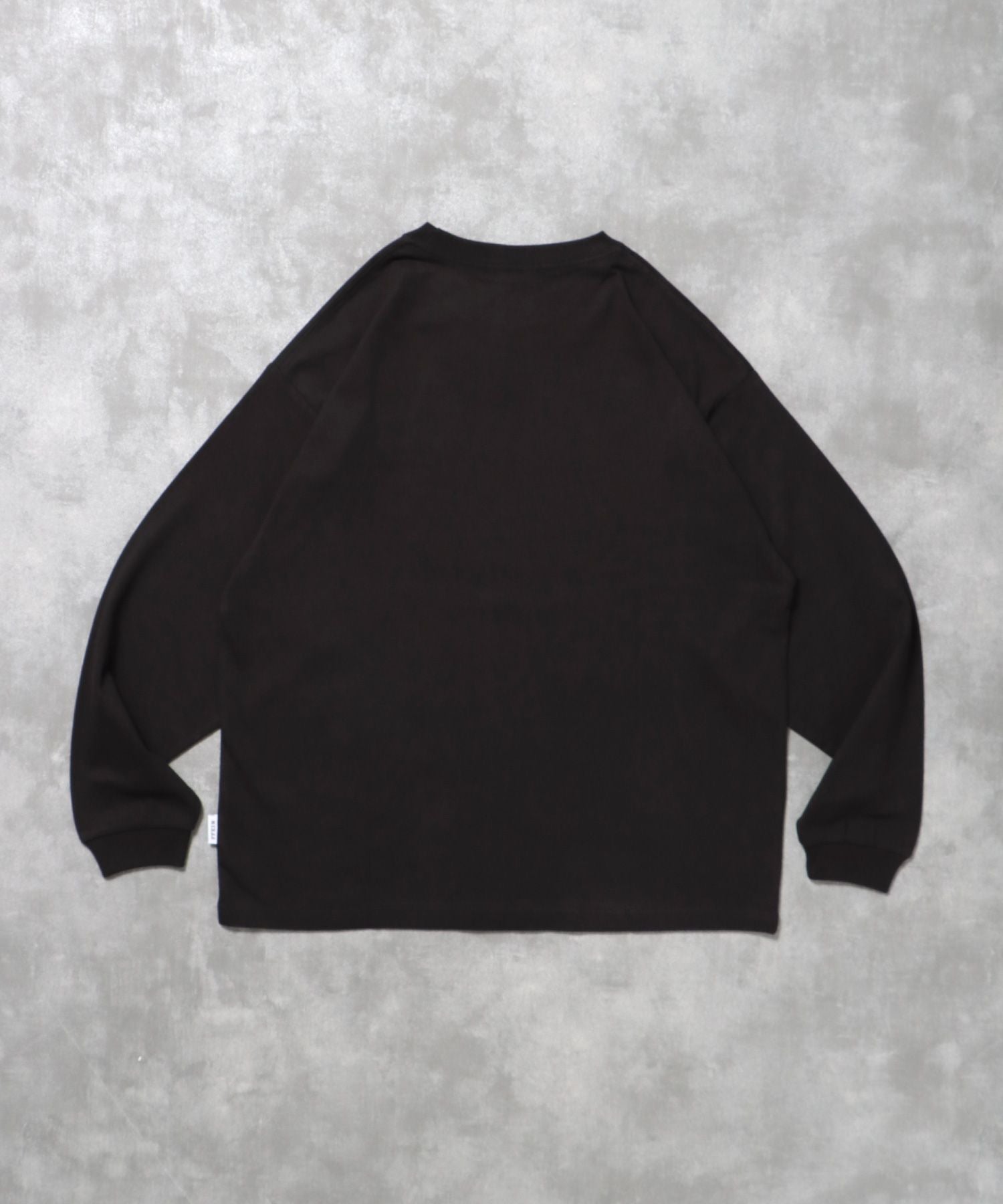 ワンポイントロゴ刺繍ロンT / ロンT 刺繍 ロゴ クルーネック ワンポイント 長袖 ブラック