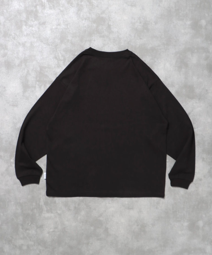 ワンポイントロゴ刺繍ロンT / ロンT 刺繍 ロゴ クルーネック ワンポイント 長袖 ブラック