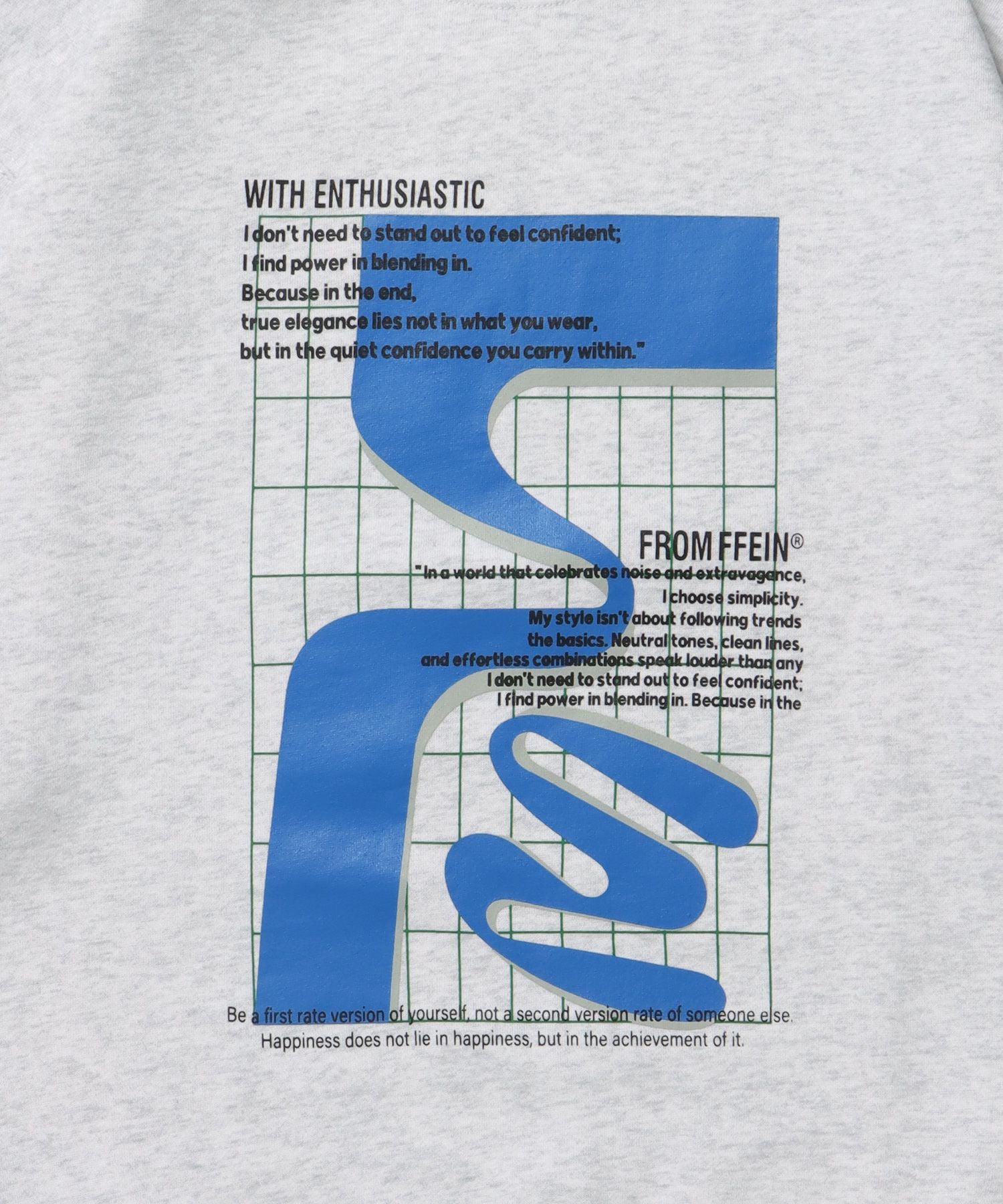 ヘビーウエイト線画アートスウェット / 裏起毛 スウェット アート クルーネック プリント アッシュグレー