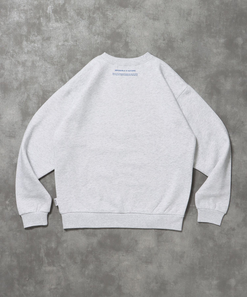 ヘビーウエイト線画アートスウェット / 裏起毛 スウェット アート クルーネック プリント アッシュグレー