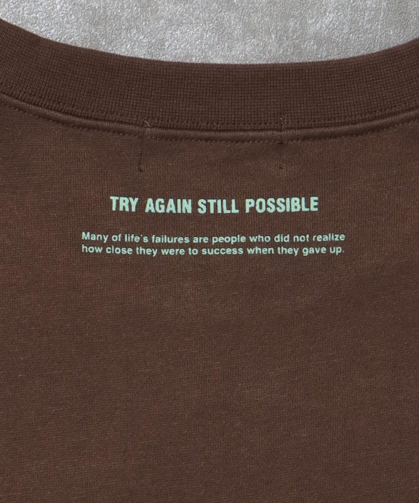 ヘビーウエイトぼかしメッセージロゴスウェット / 裏起毛 スウェット クルーネック プリント ブラウン