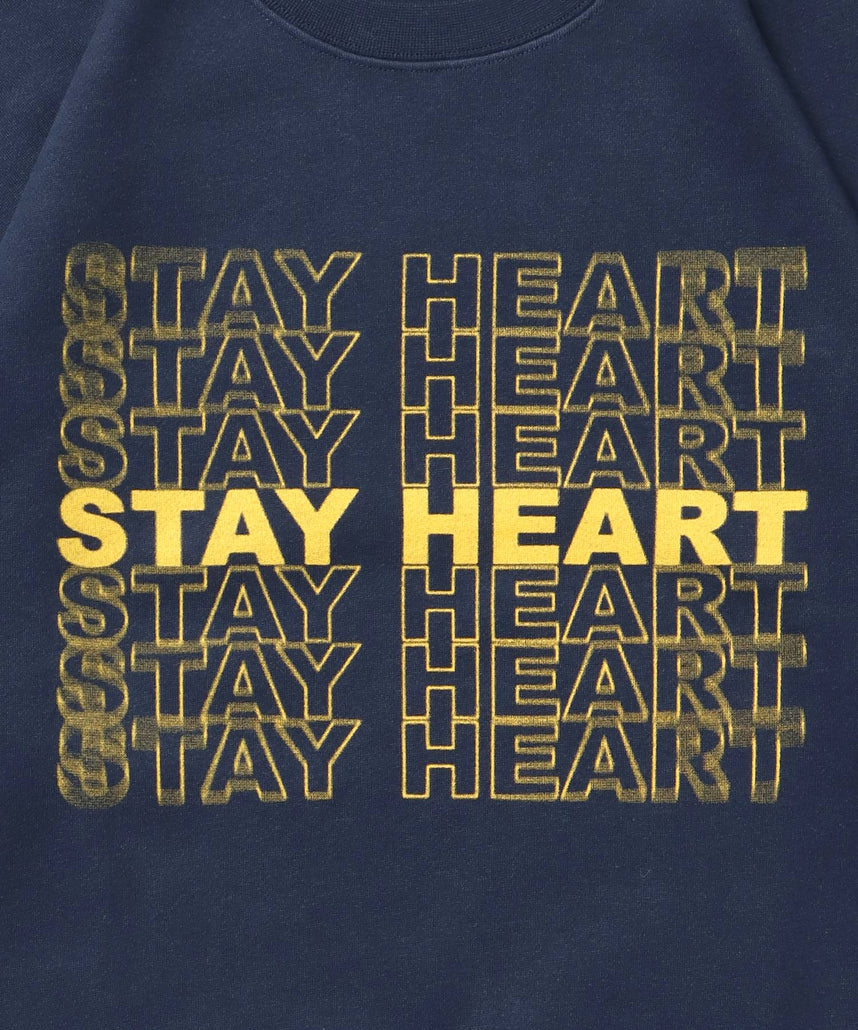 ヘビーウエイトぼかしメッセージロゴスウェット / 裏起毛 スウェット クルーネック プリント ネイビー