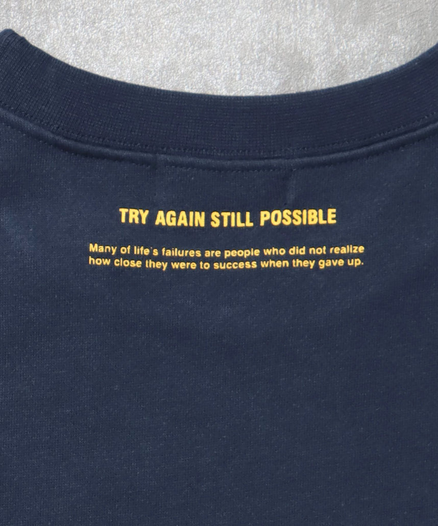 ヘビーウエイトぼかしメッセージロゴスウェット / 裏起毛 スウェット クルーネック プリント ネイビー