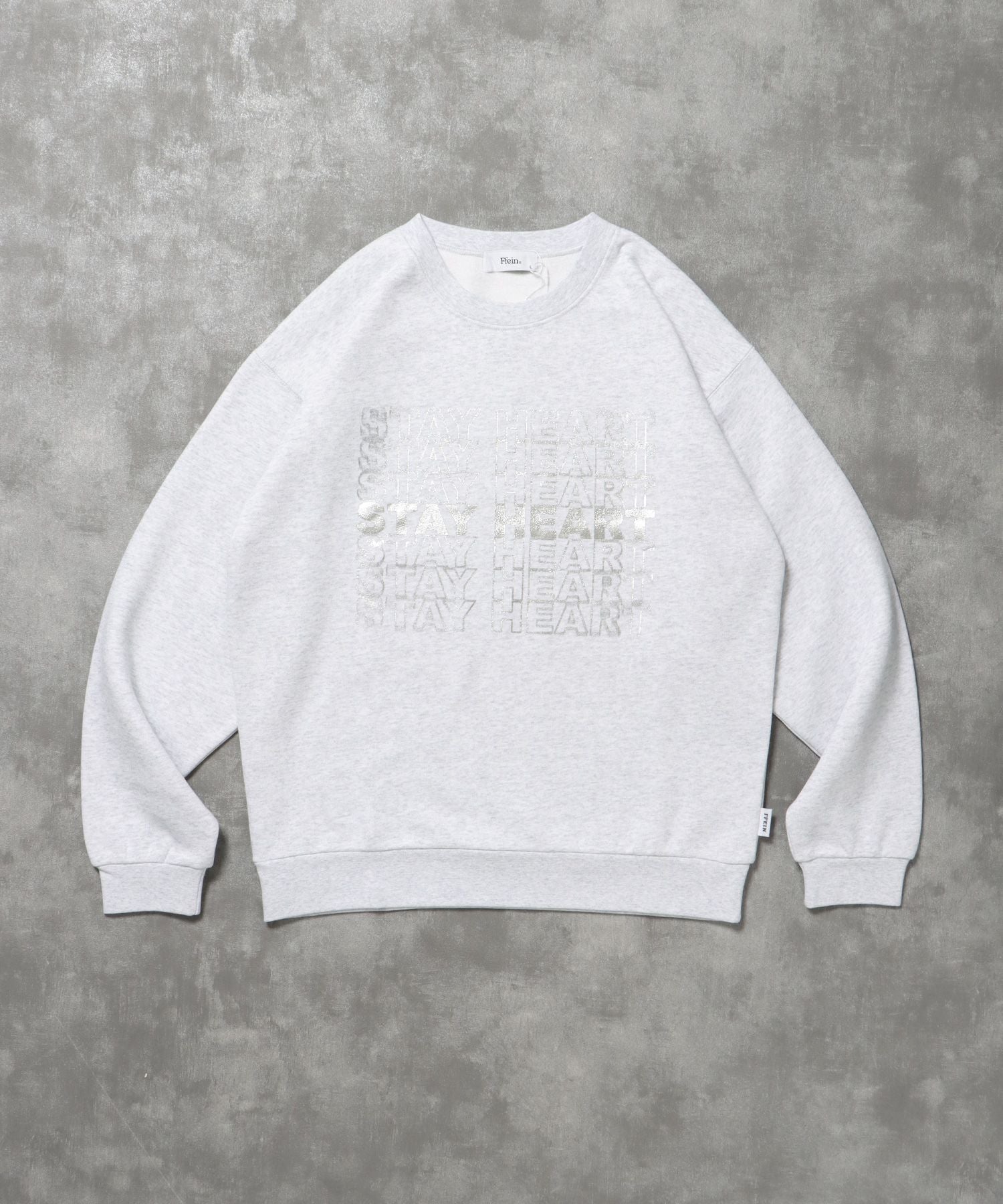 【FFEIN(フェイン)】ヘビーウエイトぼかしメッセージロゴスウェット / 裏起毛 スウェット クルーネック プリント 柄80