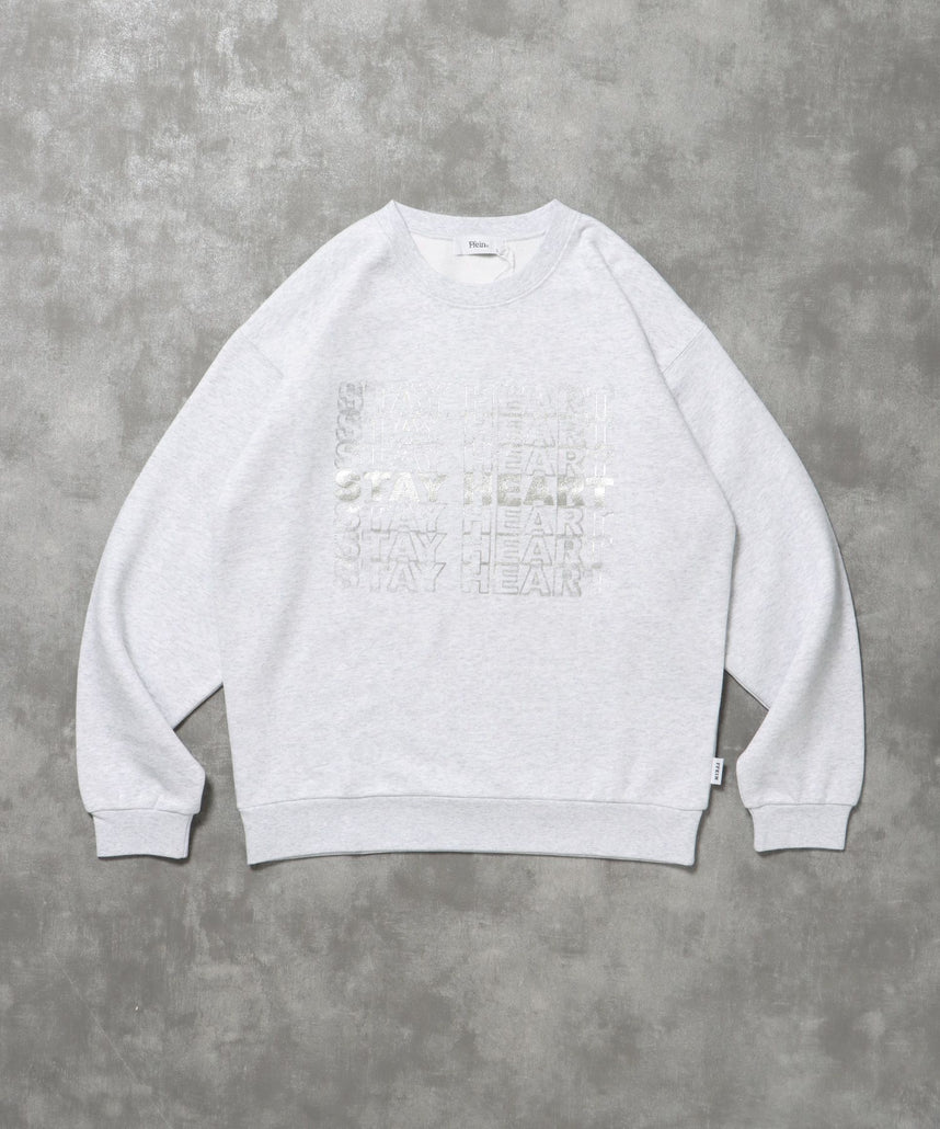 【FFEIN(フェイン)】ヘビーウエイトぼかしメッセージロゴスウェット / 裏起毛 スウェット クルーネック プリント 柄80