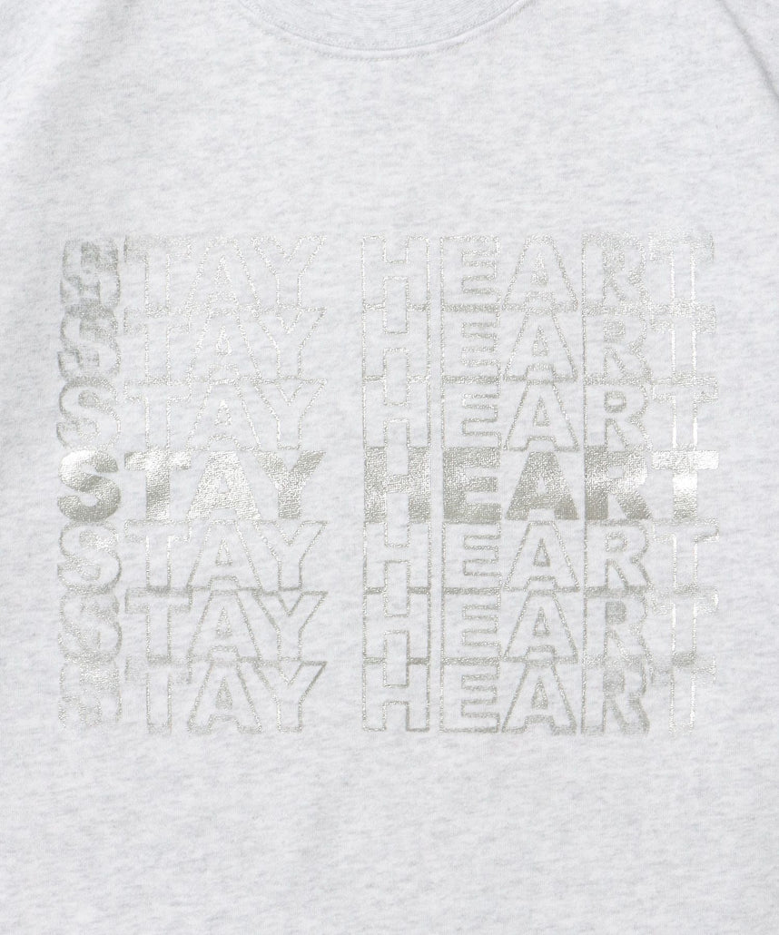 ヘビーウエイトぼかしメッセージロゴスウェット / 裏起毛 スウェット クルーネック プリント 柄80