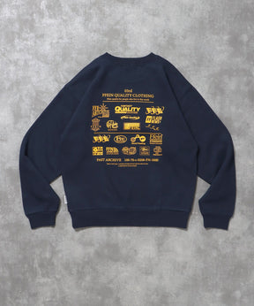 ヘビーウエイトバックダイナーロゴスウェット / 裏起毛 スウェット クルーネック ワンポイント プリント ネイビー