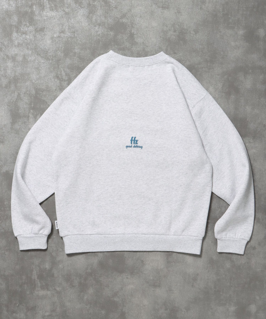 ヘビーウエイト手書き風ロゴスウェット / 裏起毛 スウェット クルーネック ワンポイント プリント アッシュグレー