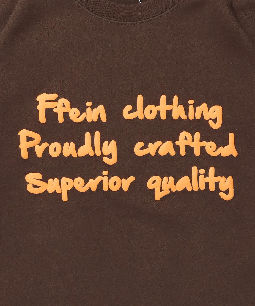 ヘビーウエイト手書き風ロゴスウェット / 裏起毛 スウェット クルーネック ワンポイント プリント ブラウン