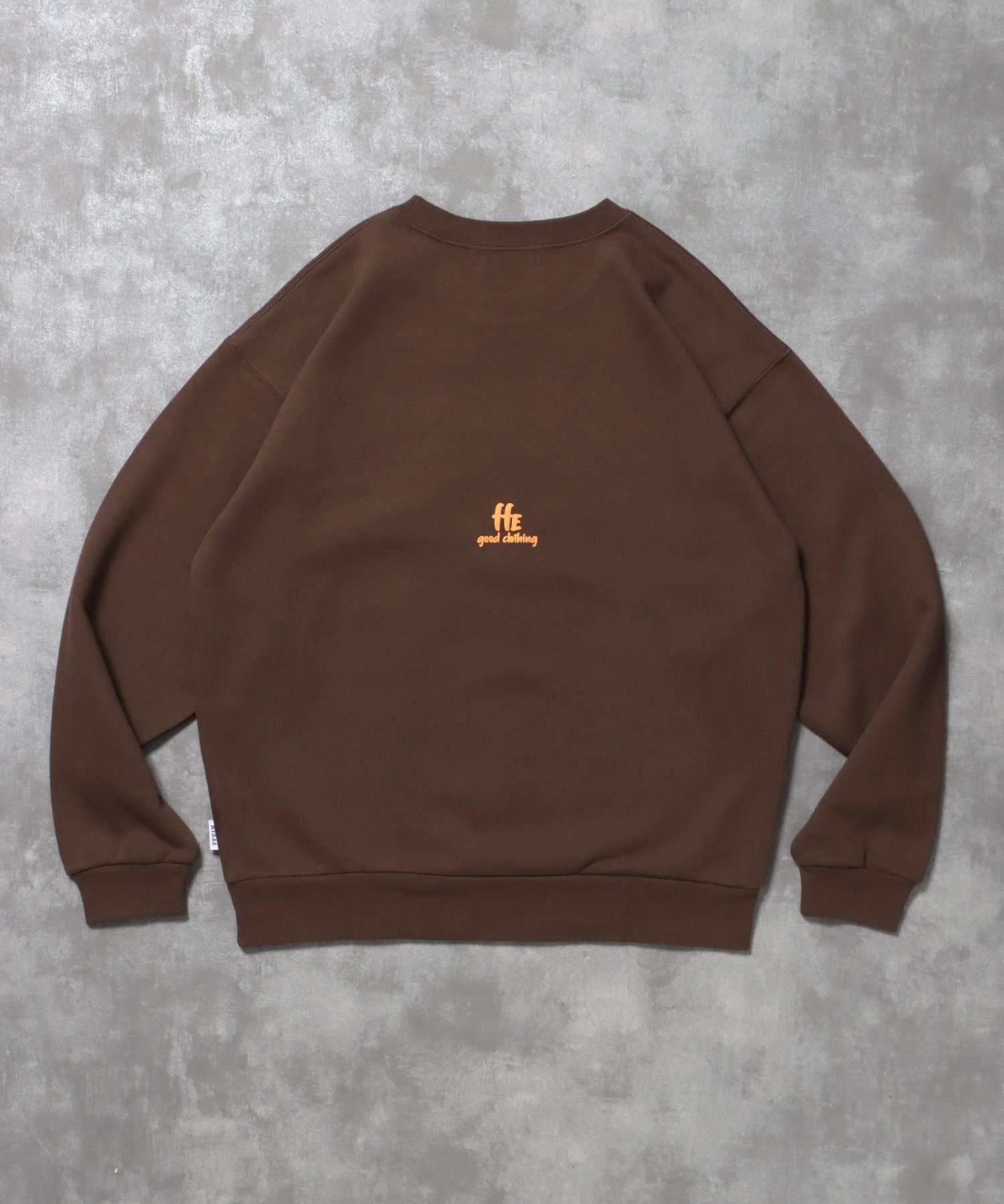 ヘビーウエイト手書き風ロゴスウェット / 裏起毛 スウェット クルーネック ワンポイント プリント ブラウン